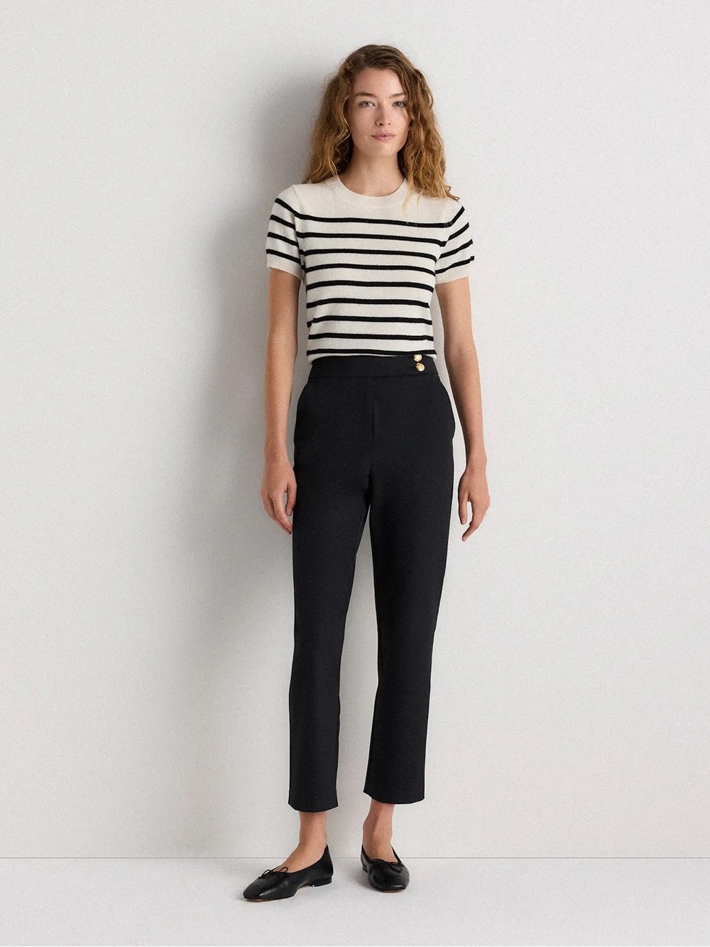 Quince Scuba Slim Ankle Pants in True Black